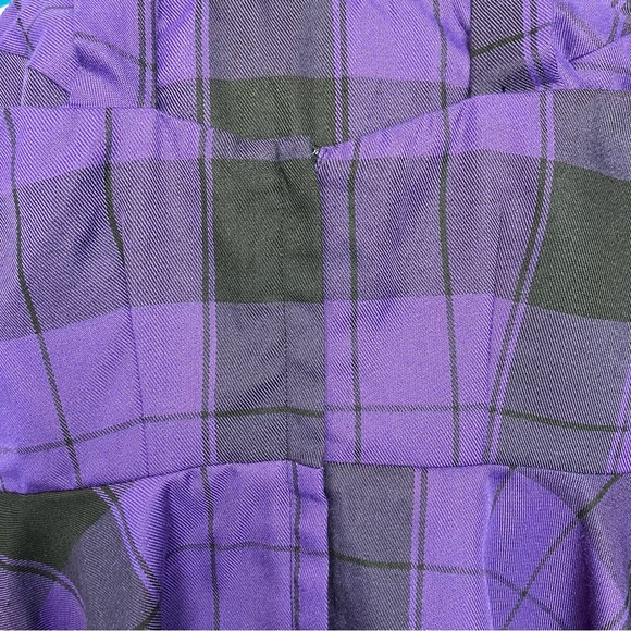 Collectif Rare Purple Plaid Rochelle Check Skater Pinafore Dress w/ Pockets UK 6 - Picture 9 of 14